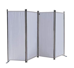 QUICK STAR Paravento da Giardino 220 x 165 cm 4 parti pieghevole Divisorio in Tessuto Balcone Protezione della Privacy Bianco