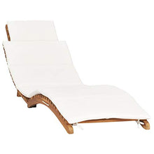 Tidyard Lettino Prendisole da Giardino Pieghevoli con Cuscino in Legno massello Teak,Lettino Prendi Sole da Esterno,Lettino da Sole Reclinabile,175 x 50 x 55 cm Bianco Crema/Grigio Scuro