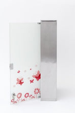 Armadietto per medicinali in acciaio inox e vetro opaco, XXL, 60 cm, con farfalle