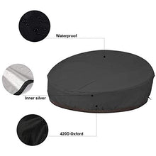 AMGJ Copertura per Divano Letto Rotondo da Giardino, Copertura per Mobili da Giardino per Esterni 420D Oxford Panno Impermeabile 90"x85"x16"/33", Nero
