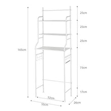 Flyelf Mensola Per WC, Scaffale Bagno e WC, con 3 Ripiani Scaffale 2 Ganci 165 * 55 * 26 cm (Bianca)
