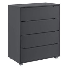 [en.casa] Comò con 4 Cassetti e Piedini Casettiera Capiente 101,5 x 80 x 48 cm Mobile Multiuso per Camera/Ufficio - Grigio Scuro