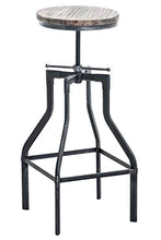 CLP Sgabello Swansea in Legno E Metallo Look Industriale I Sgabello Bar con Poggiapiedi Altezza Regolabile 73-82 CM, Colore:Antico Argento