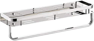 UWY New Wall Mounted Shower Antiruggine Caddy Portasciugamani 304 Mensola da Bagno in Acciaio Inossidabile per Uso Domestico Supporto in Argento Staffa a 1 Livello Hotel Rettangolo Cesto portaog