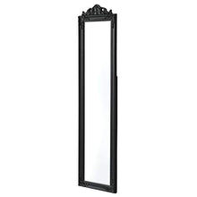 [en.casa] Specchio da Appoggio/Terra/Pavimento a Figura Intera Forma Rettangolare con Inclinazione Regolabile 160 x 40 cm Cornice in Eucalipto Stile Barocco - Nero