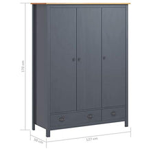 GOTOTOP Armadio a tre ante con 2 cassetti e 5 ripiani per vestiti, camera da letto, casa, dimensioni: 127 x 50 x 170 cm, colore: grigio e marrone miele