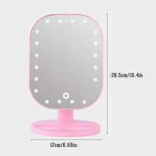 Specchio da trucco a LED, con 20 luci a LED, con ingrandimento 10x, con design girevole a 180°, colore rosa