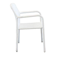 Milani Home s.r.l.s. Set Tavolo Giardino 150 X 90 con 4 Poltrone Piano in Vetro Intreccio in Rattan Sintetico Bianco per Esterno
