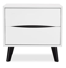 Ibbe Design Comodino con Cassetti Bianco Nero MDF Comodino Letto Stile Scandinavo Moderno Lyon per Soggiorno Camera da Letto, Gambe in Legno Masselo Nero