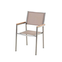 Beliani Set da Giardino Tavolo Piano Granito Nero 6 Sedie Beige 180 x 90 cm GROSSETO