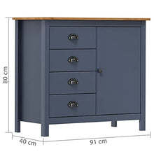 vidaXL Legno Massello di Pino Credenza Hill Madia Mobile Armadietto Armadio Mobiletto Alto Portaoggetti Cassa Cassapanca Grigia 91x40x80 cm