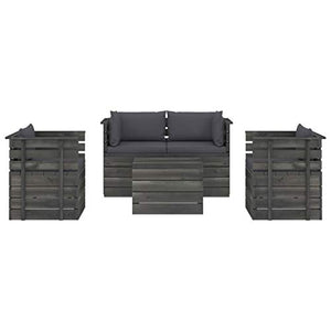 Tidyard Set 5 Divani Pallet Modulari da Giardino in Legno Massello di Pino,Divani Esterno in Legno,Divano Pallet,Divano 2 Posti + 2 Poltrone+Tavolino,Salotto da Giardino,Salotto da Esterno