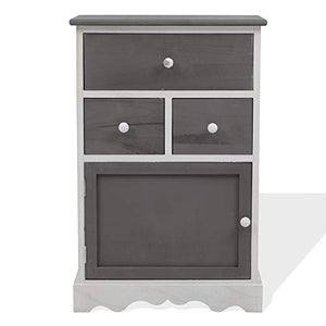 Rebecca Mobili Cassettiera Bianca e Grigia, armadietto con 3 cassetti, Legno paulonia, Stile Vintage, per arredo Cucina Bagno Ingresso - Misure: 72 x 47 x 30 cm (HxLxP) - Art. RE4327