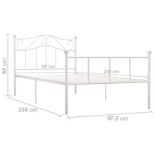 BIGTO - Struttura per letto in metallo e acciaio, per camera da letto, stile bianco, 90 x 200 cm