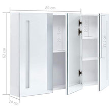 Cikonielf L'armadietto da bagno è dotato di una lampada a LED per specchio con 3 ante, con 5 ripiani interni per articoli da toeletta, design moderno 89 x 14 x 62 cm