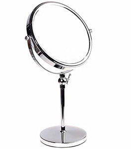 HIMRY Specchi da Trucco, Regolabile in Altezza, Ingranditori 10X con Piedistallo ø 20 cm, 8 Pollici Cosmetico Specchio da Tavolo, Specchio Bagno per Rasatura, 2 Faccia, Cromato, KXD3101-10x