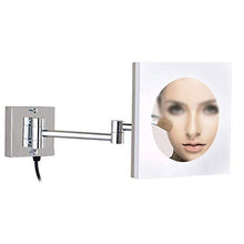 OMLTER LED Specchio Trucco Wall Mount, 10x Ingrandimento Pieghevole Unico Lato Bellezza Specchio con Luci, 8" Specchio Parete per Hotel Bagno, Acrilico Telaio