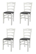 Tommychairs - Set 4 sedie modello Cuore per cucina bar e sala da pranzo, robusta struttura in Legno di faggio laccato bianco e seduta rivestita in pelle artificiale colore grigio scuro