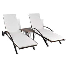 Set Mobili da Giardino 2 Sedie a Sdraio e Tavolino Lettino Prendisole in Polyrattan Marrone