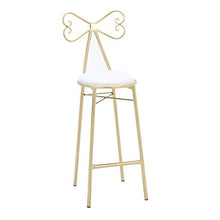 YS Sedia Sgabello da Bar Sedile da Bar, Creativo Iron Art Nordic High Butterfly Knot Schienale Cuscino in Spugna da Pranzo con Poggiapiedi Modern Restaurant Pub Counter,75 cm