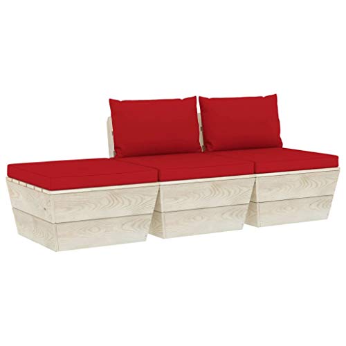 FAMIROSA Set Divani da Giardino su Pallet 3 pz con Cuscini Legno Abete-3414