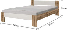 AVANTI TRENDSTORE - Pinto - Fusto Letto Francese in Legno Laminato, Materasso e doghe Non comprese, Disponibile in Diverse colorazioni. Dimensioni Lap 145x68x204 cm (Quercia Selvaggio/Bianco)