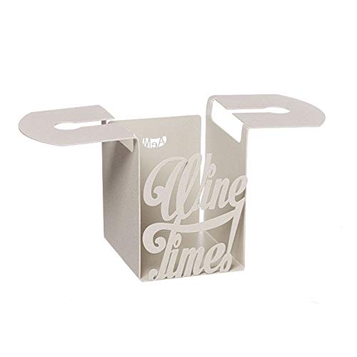ARTIMESTIERI Arti&Mestieri - Porta Set da tavola Porta Bottiglie e calici da Vino Decorato con Scritta Wine Time (Avorio)