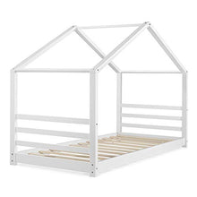 [en.casa] Letto per Bambino a Forma di Casetta 90 x 200 cm Lettino di Design Struttura in Legno - Bianco