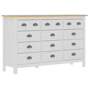 Doneioe Credenza Hill Range Armadio per mobili Cassettiera Armadio Multiuso Mobile Laterale 130x37x80 cm Bianco e Marrone Miele in Legno di Pino massello