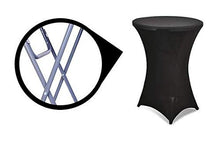 FRANKYSTAR Tavolino Alto da Bar Pieghevole 80x80x100cm - Tavolo Rotondo per Eventi Portata 120 kg Disponibile Anche con Elegante Fodera copritavolo in Vari Colori (Tavolo con Copritavolo Nero)