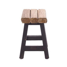 Rustic Design - Sgabello in Legno Riciclato, Stile Rustico, 41 x 42 x 24 cm (A x L x P), Pezzo Unico, nero e naturale