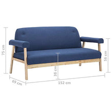 FAMIROSA Divano a 3 Posti in Tessuto Blu-6650