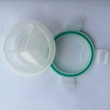 Weiy - Scatola porta pillole portatile, rotonda, trasparente, 3 griglia, multifunzione, con piccoli ornamenti