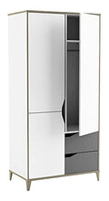 Demeyere Armadio guardaroba giovanile Genius bianco opaco e grigio chiaro camera da letto per bambini 185 x 89 x 50 cm