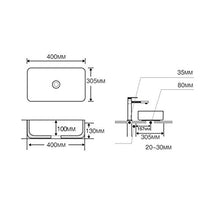 JPOYT-O sopra Il Contro Bacino Piazza Bagno Lavatoio Piccolo Mini Servizi igienici Un Foro 400x305x130mm