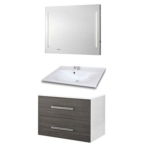 Fackelmann Set di mobili da Bagno Como Mobiletto da Bagno/lavabo/Specchio
