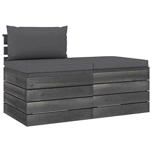 FAMIROSA Set Divani da Giardino su Pallet 2 pz con Cuscini Massello Pino-1671