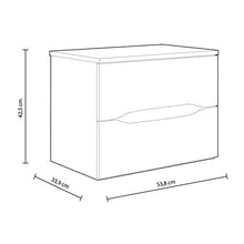 VS Venta-stock Comodino Vienna 2 Cassetti Color Legno, Guide in Metallo, 53,8 cm x 33,9 cm x 42,5 cm