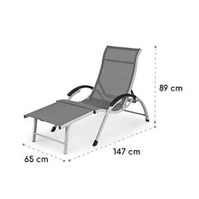 blumfeldt Sunnyvale - Sedia a Sdraio da Giardino, Lounger, Schienale con 4 Regolazioni, Poggiapiedi Pieghevole, Superficie: 174 x 51 cm, Materiale Idrorepellente, PVC/Poliestere, Grigio