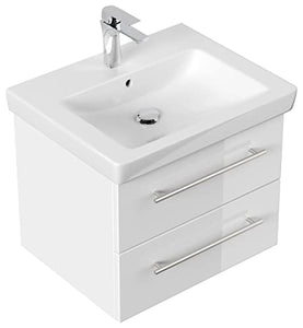 emotion Lavabo con mobiletto, Legno, Bianco Lucido, 60, 2 unità