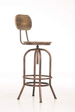 CLP Sgabello Design Industriale Pino In Legno E Metallo I Sgabello Bar Bancone Regolabile 68-88 CM Con Schienale, Colore:bronzo