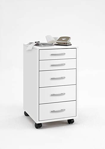 FMD furniture 336-001E - Cassettiera in truciolato, colore: bianco, dimensioni: ca. 33 x 63,5 x 38 cm (larghezza x altezza), con rivestimento in melammina