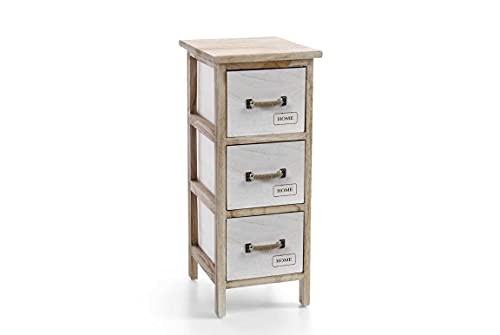 GICOS IMPORT EXPORT SRL Mobile cassettiera in Legno Marrone 3 cassetti Decoro Home 26 * 32 * 62 cm Shabby Chic EDT-793431