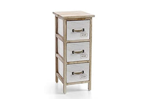 GICOS IMPORT EXPORT SRL Mobile cassettiera in Legno Marrone 3 cassetti Decoro Home 26 * 32 * 62 cm Shabby Chic EDT-793431