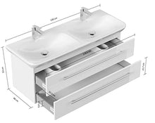 emotion MYDAY130CM000101DE - Lavabo con mobiletto, in Legno Bianco Lucido, 130 x 45 x 41,6 cm