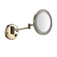 Specchio per Il Trucco, Specchio da Bagno Rotondo da Un Lato Pieghevole Specchio ingranditore 3X a LED Specchio di Bellezza telescopico in Rame a Parete Ricarica USB
