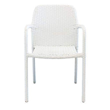 Milani Home s.r.l.s. Set Tavolo Giardino 150 X 90 con 4 Poltrone Piano in Vetro Intreccio in Rattan Sintetico Bianco per Esterno