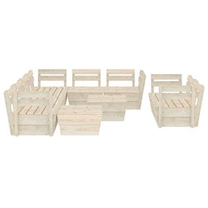 Tidyard 10 pz Set Divani Pallet Angolari Modulari da Giardino Esterno 9 Posti con Penisola in Legno di Abete Impregnato,Divani da Modulari Modulari,Set Divano Angolare 7 Posti e Divano 2 Posti Legno
