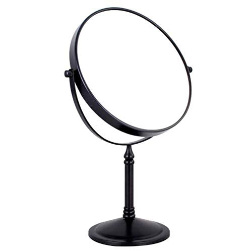 YXZQ Specchio per Il Trucco, ingrandimento 1X / 3X, Doppio Specchio Laterale Rotazione a 360 ° Vintage Specchio da Tavolo in Metallo Specchio cosmetico per toeletta vanità