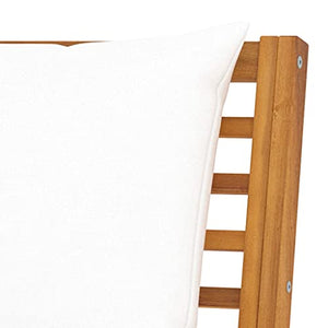 vidaXL Panchina da giardino in legno di acacia, 114,5 cm, con cuscino in crema, panca da giardino e da balcone, panca da giardino
